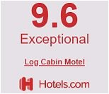 The Log Cabin Motel has an exceptional 9.6 average rating on Hotels.com